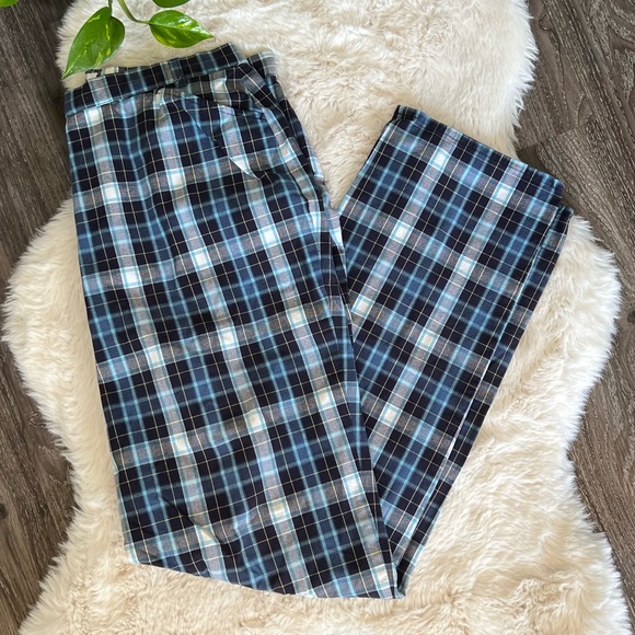 Blue & White Plaid Pants - Picture 1 of 5
